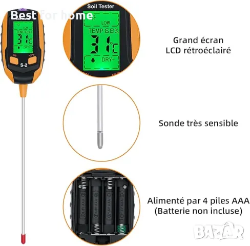  Уред за измерване на влага в почвата 5 в 1  Tolesum, снимка 6 - Напояване - 49661994