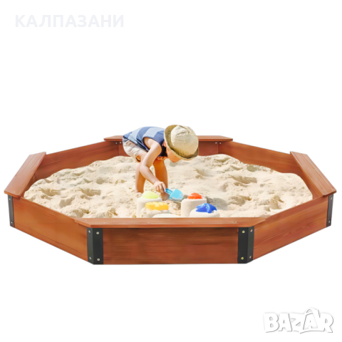 Голям Дървен Детски Пясъчник с Покривало OCTAGON, 199х199х23 см. , снимка 4 - Други - 44670689