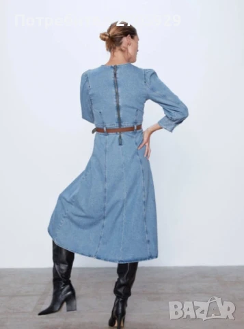 Zara дънкова рокля, размер XS/S, снимка 2 - Рокли - 51405434