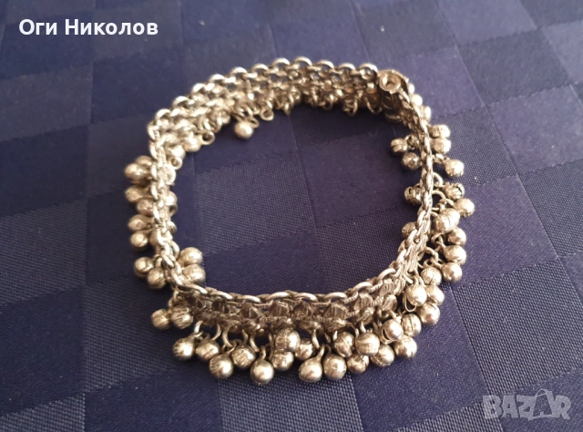 Посребрена старинна гривна за глезен -1 с надеждно закопчаване, снимка 7 - Антикварни и старинни предмети - 51627566