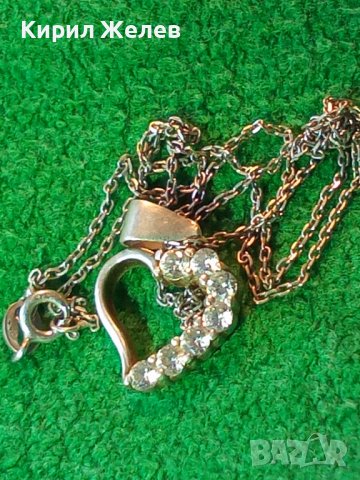 СЪРЦЕВИДНО КРИСТАЛНО СРЕБЪРНО АРТ КОЛИЕ СРЕБРО925 БУТИКОВО БИЖУ ИТАЛИЯ МЕДАЛЬОН 27331