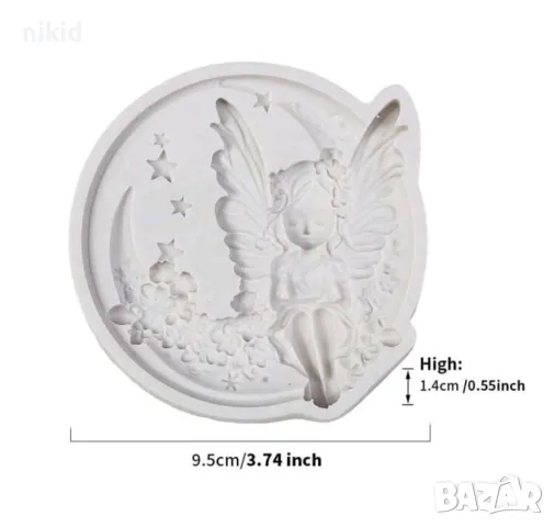 Момиче момиченце фея пеперуда на луна с цветя силиконов молд форма фондан шоколад гипс, снимка 3 - Форми - 48385955