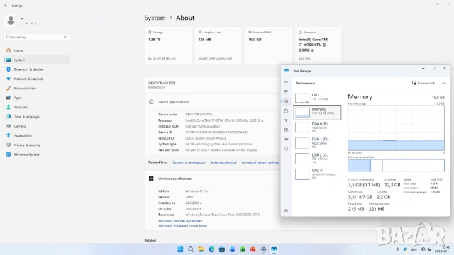 PC intel core i7 10700 8x4.80 Ghz | UHD 630 | 16GB RAM | 512GB SSD + 1TB HDD|BT+WiFi|750W 80+|Win 11, снимка 8 - Работни компютри - 53477175