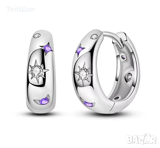 Дамски обеци халки с камъни 925S