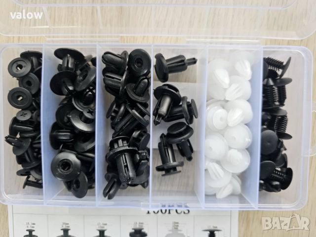 Комплект пластмасови щипки /клипс/ за кола - 100бр /кори подкалник броня врати/, снимка 2 - Аксесоари и консумативи - 51419668