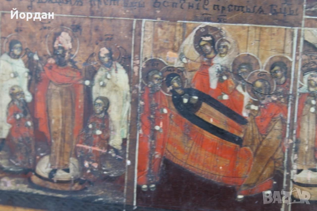 Руска празнична икона, снимка 12 - Антикварни и старинни предмети - 50772400