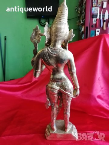 Голяма Бронзова  Индуиска Статуя Богиня ПАРВАТИ, снимка 5 - Антикварни и старинни предмети - 38776789