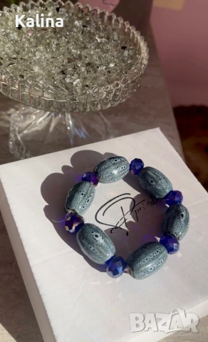 Ръчно изработена гривна от керамични мъниста, снимка 8 - Гривни - 53712028