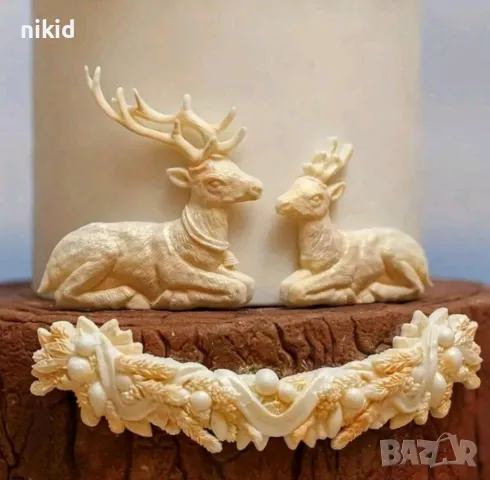 2 срещуположни елена елени елен сърна коледни коледен силиконов молд форма фондан шоколад гипс, снимка 3 - Форми - 48018755