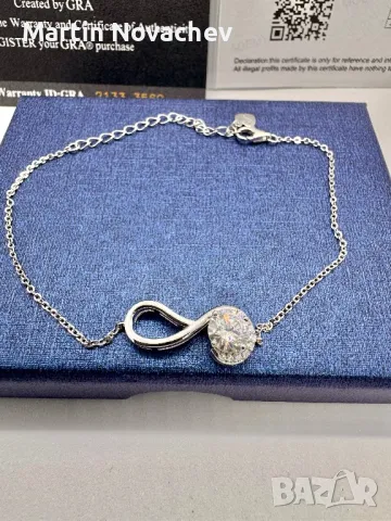 Сребърна гривна с мойсанит (Диамант) 1 карат, снимка 2 - Гривни - 49935532