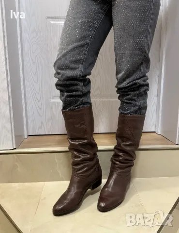 Дамски ботуши естествена кожа 39 номер кафеви, снимка 5 - Дамски ботуши - 49325746