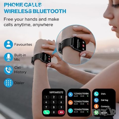 Нов Смарт часовник 1,85 инча Жени Мъже Водоустойчив Android iOS, снимка 2 - Смарт гривни - 42108599