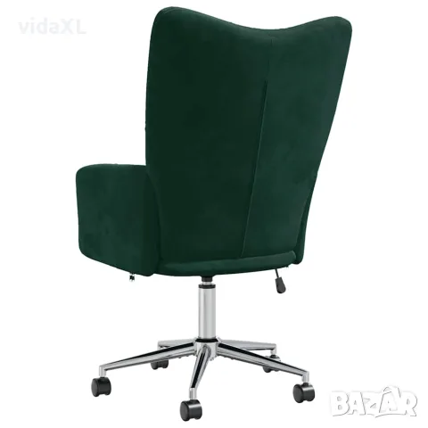 vidaXL Релакс стол, тъмнозелен, кадифе, снимка 5 - Дивани и мека мебел - 56146906