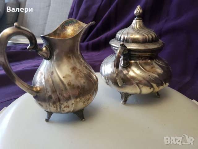 Сервиз за Захар и Мляко Антика Сребро, снимка 5 - Антикварни и старинни предмети - 40747741
