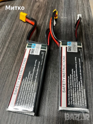 LiPo батерия 11.1V 1800mAh 50C XT60, комплект от 2 броя, 106x35.5x21mm, 158g, снимка 4 - Други спортове - 53178776