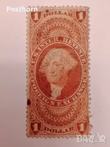 1860 САЩ 1 долар Джордж Вашингтон Таксова марка Много рядка , снимка 1