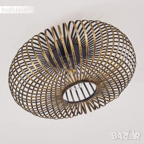 Плафон HOFSTEIN Oravi, кръгъл плафон от метал в черно/златно, 1 крушка, цокъл E27, снимка 4 - Лампи за таван - 39962513