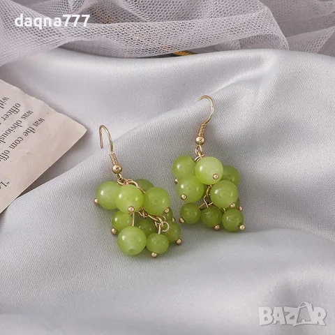 Свежо лятно изкушение обеци зелено грозде, снимка 2 - Обеци - 55711574