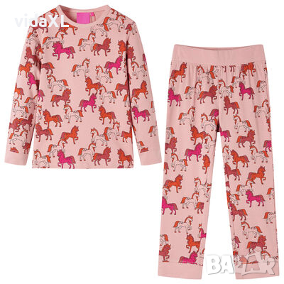 Детска пижама с дълъг ръкав, светлорозова, 128（SKU:13757