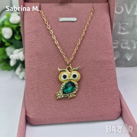 Crystal Owl Necklace Pink 🦉 | дамско колие с бухал, снимка 4 - Колиета, медальони, синджири - 53324697