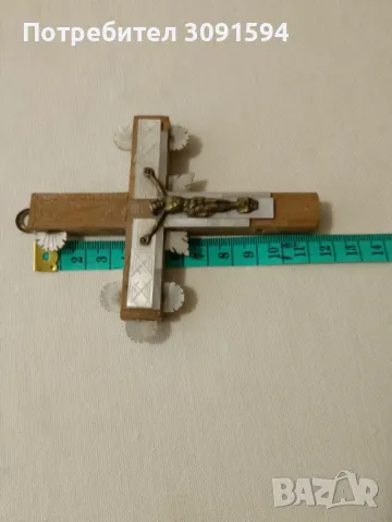  Автентичен Възрожденски кръст 19ти  от Йерусалим седеф  Божи гроб, снимка 6 - Антикварни и старинни предмети - 48802777