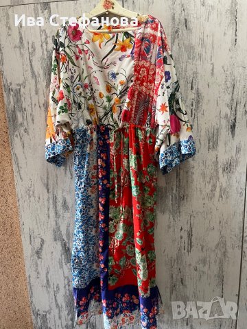 Дълга нова памук памучна елегантна ежедневна рокля тип кимоно широк ръкав флорален принт цветя , снимка 15 - Рокли - 41659723