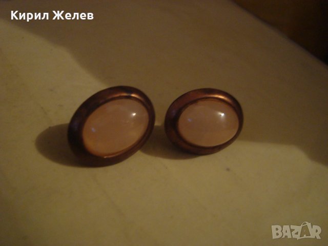 РЕТРО БРОНЗОВИ ОБЕЦИ С ЕСТЕСТВЕН БЯЛ ОПАЛ ВИНТИДЖ СТАРИННИ МАЙСТОРСКИ ОБЕЦИ 20504, снимка 7 - Антикварни и старинни предмети - 34369398