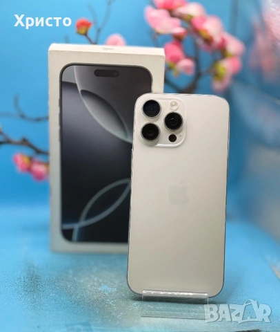 ПЕРФЕКТЕН!!! Apple iPhone 16 Pro Max, 256GB, 5G, White Titanium + подарък адаптер Apple , снимка 3 - Apple iPhone - 53533769
