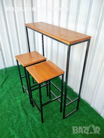 Железни бар маси и столове комбинация с дърво , снимка 4 - Маси - 51102672