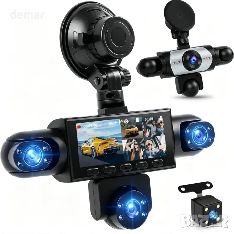 Петканален автомобилен видеорегистратор с предна камера 1080p