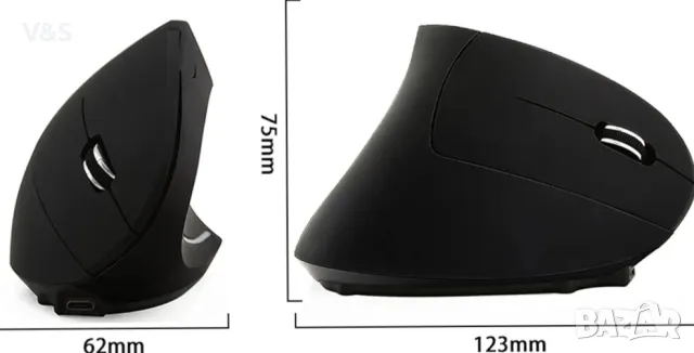 5-то поколение безжична вертикална ергономична оптична мишка, Jelly Comb, акумулаторна 2.4G безжична, снимка 4 - Клавиатури и мишки - 47840996