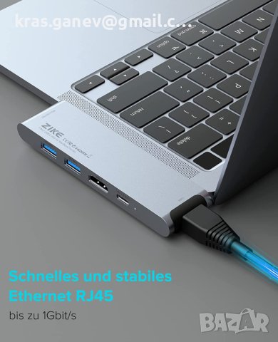 ZIKE USB C Hub Ethernet, 7 в 2 USB C докинг станция за MacBook, снимка 5 - Лаптоп аксесоари - 40959160