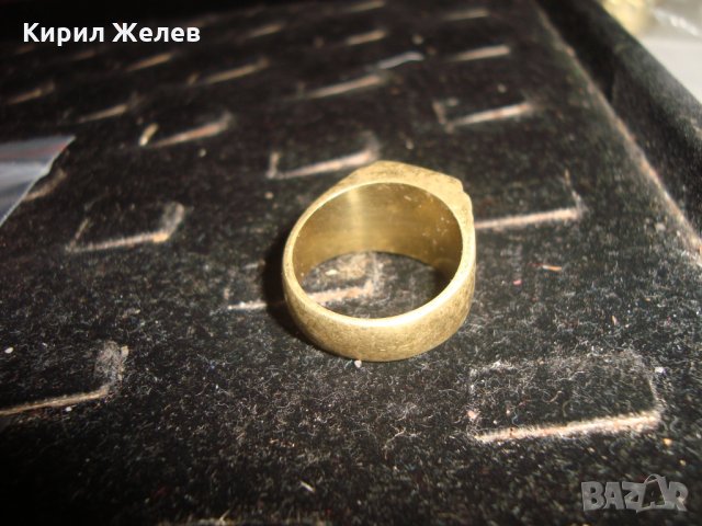 СТАР ПОЗЛАТЕН БРОНЗОВ ПРЪСТЕН ОРНАМЕНТИРАН РЪЧНО МАЙСТОРСКА АРТ ДЕКО СТИЛ ИЗРАБОТКА МАСИВЕН 21881, снимка 5 - Пръстени - 33962725
