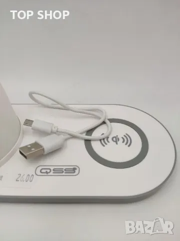 QSS LED нощна лампа  Безжично Qi зарядно устройство за смартфон, снимка 5 - Безжични зарядни - 48887745