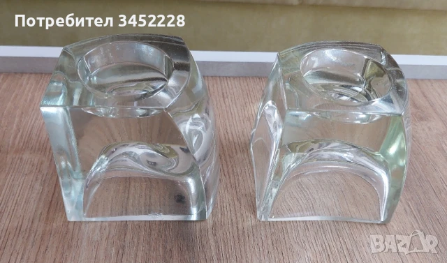 свещници стъклени два броя отлични , снимка 4 - Декорация за дома - 51392816