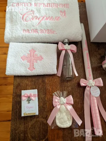 Комплект за кръщене в бебешко розово , снимка 3 - Комплекти за бебе - 50318883