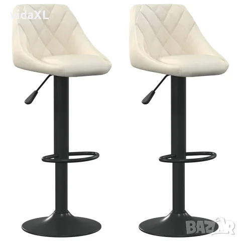 vidaXL Бар табуретки, 2 бр, кремави, кадифе