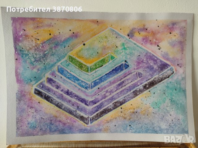 Абстрактна рисунка Невъзможна пирамида, снимка 1 - Картини - 42621675