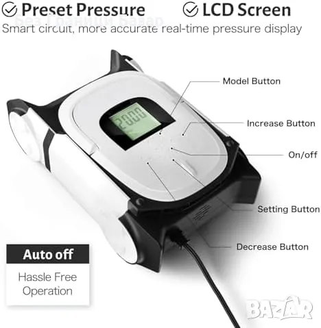 Нова 22PSI SUP електрическа помпа – бързо надуване, 12V, LCD дисплей, снимка 6 - Друга електроника - 49005163