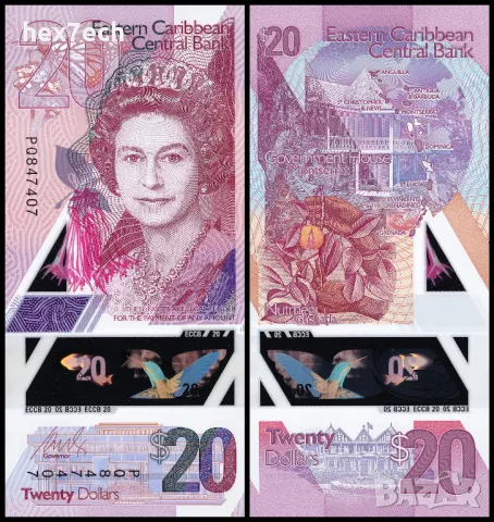 ❤️ ⭐ Източни Кариби 2019 20 долара полимер UNC нова ⭐ ❤️
