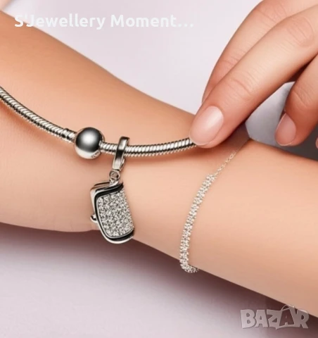 Сребърен талисман за гривни Пандора- Pandora Cocktail Purse , снимка 2 - Гривни - 51217693