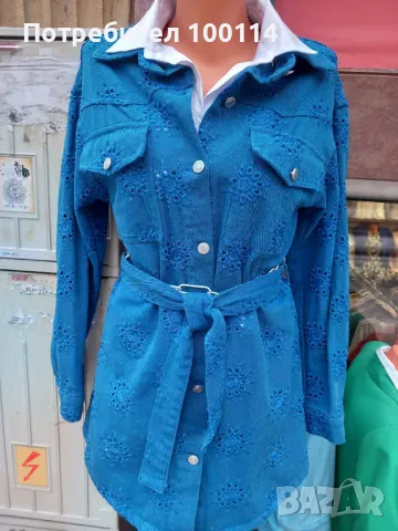 Манто/риза с рязана бродерия 100% памук   , снимка 1