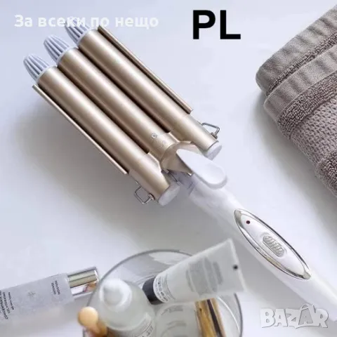 Тройна ретро преса за къдрене на косата в златист цвят Код P43, снимка 1