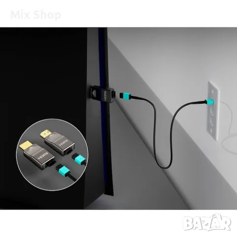 Нов RUIPRO 8K HDMI 2.1 кабел с оптичен кабел, брониран, подвижен, 48Gbps, 20 метра, снимка 3 - Друга електроника - 55979797