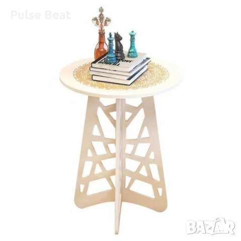 Стилна кръгла холна маса с ажурни крака – Бял елегантен акцент за всяко пространство, снимка 4 - Други стоки за дома - 52416130