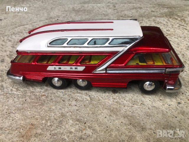 стара ламаринена китайска играчка АВТОБУС - СОЦ, снимка 3 - Антикварни и старинни предмети - 51059292