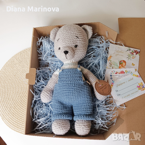Мече с панталонки, плетени играчки, играчка ръчна изработка, плетено мече, снимка 4 - Други - 44601226