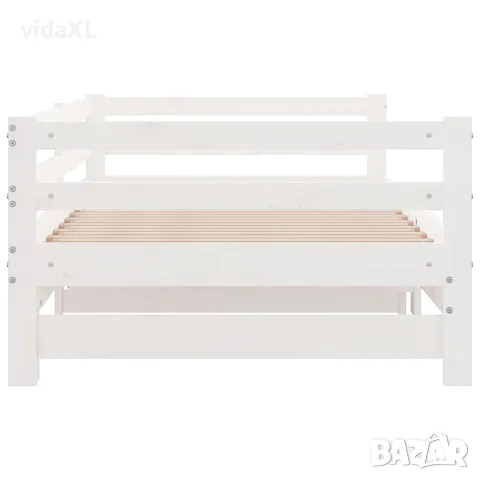 vidaXL Разтегателно дневно легло, без матрак, бяло, 90x200 см, снимка 7 - Спални и легла - 56147808