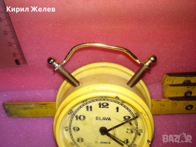 SLAVA MADE in USSR Стар КОЛЕКЦИОНЕРСКИ РУСКИ БУДИЛНИК МЕХАНИЧЕН НАСТОЛЕН ЧАСОВНИК СЛАВА СССР 30933, снимка 7 - Антикварни и старинни предмети - 44549220