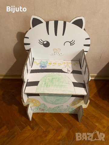 Платнена къщичка сгъваема,килимче и картонен стол, снимка 5 - Други - 44554500